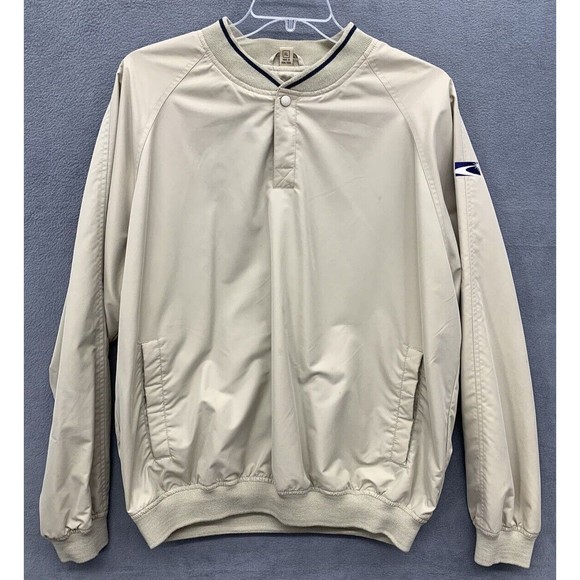 Dunbrooke Club Collection Henley Pullover Sweaters Mens X-Large Beige Lined Logo - Picture 1 of 15